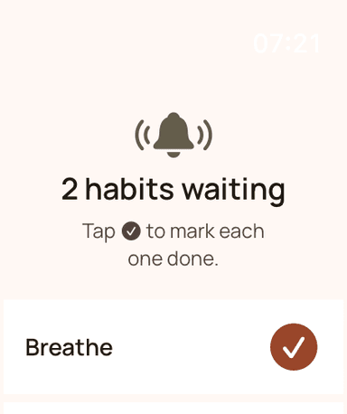 DingBit Apple Watch app showing a habit notification