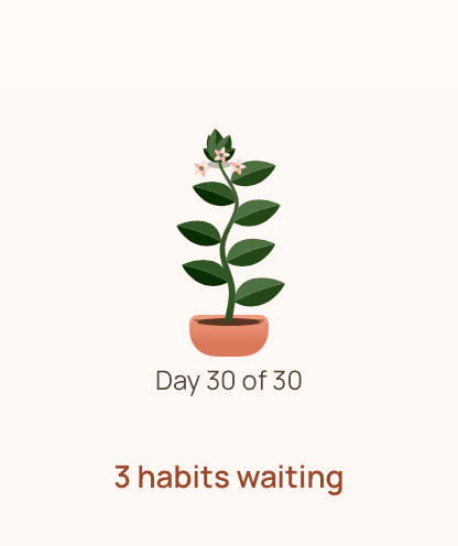 The DingBit Apple Watch app showing the same plant and three habits waiting.